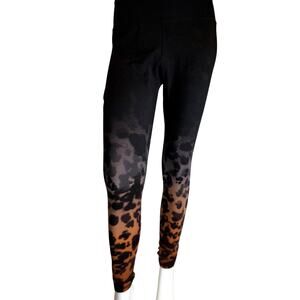 H&M Sport High Waist Leopard Print Athletic Tights Cheetah Animal Size Large